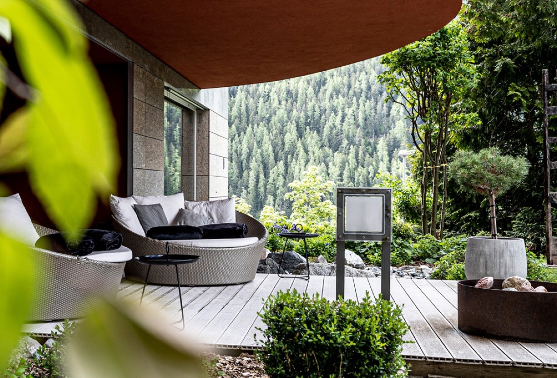 Terrace at the Belvedere Hotel Scuol