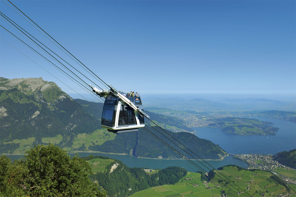 CabriO open top cable car to the Stanserhorn