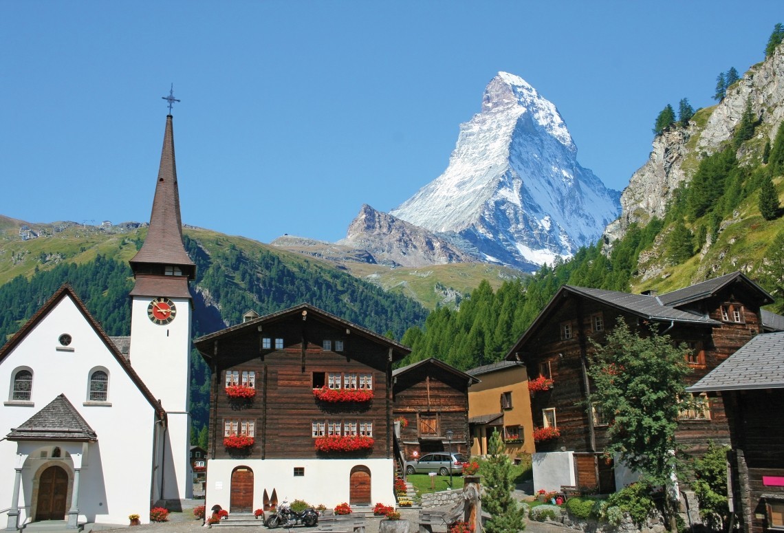 The Matterhorn over Zermatt village