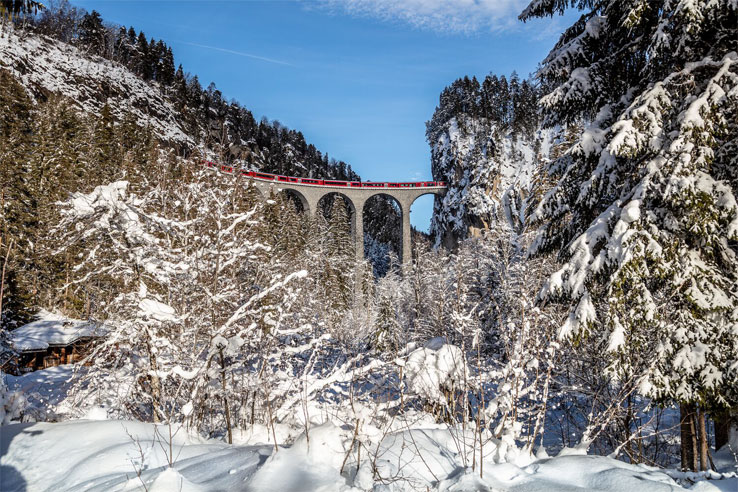 Landwasser Viaduct in winter