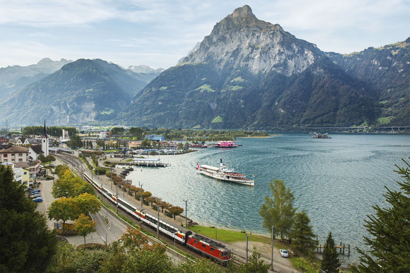 Flüelen - where you change between boat and rail on the Gotthard Panorama Express